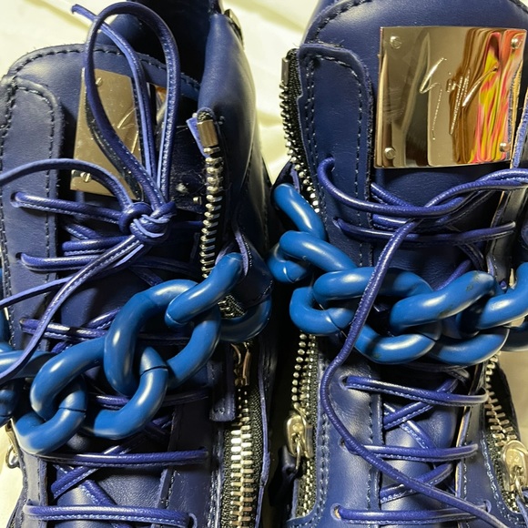 Zanotti royal blue/cobalt high top sneakers. - Picture 5 of 9